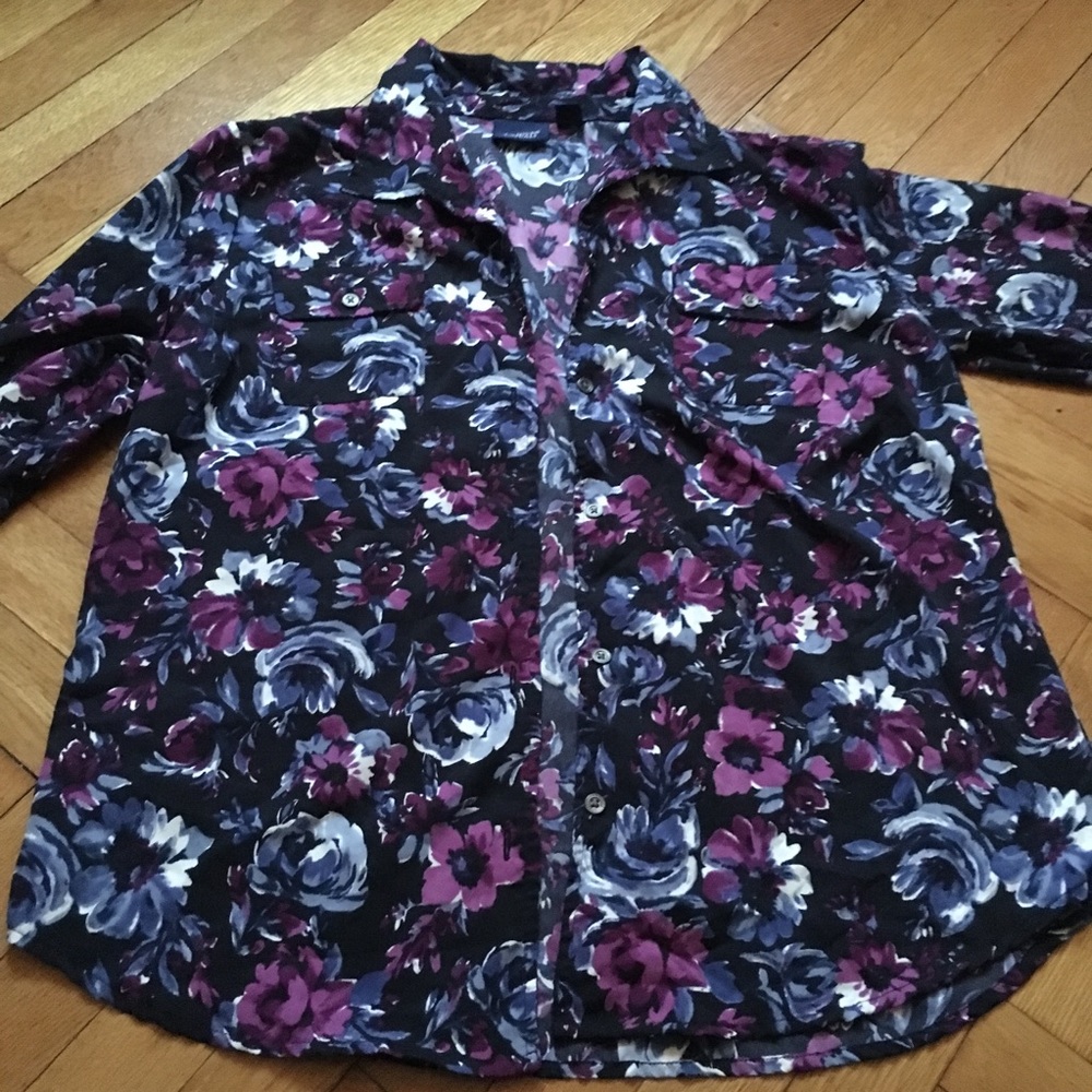 Floral silky women’s button up shirt